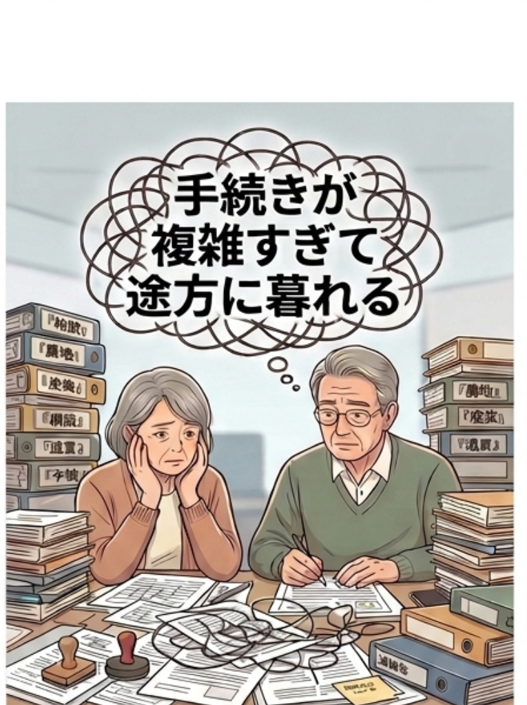 手続きが複雑で困っているイメージ