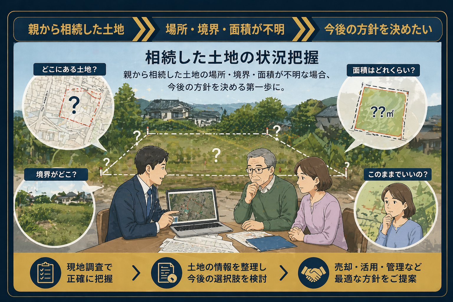 相続した土地の現況把握イメージ